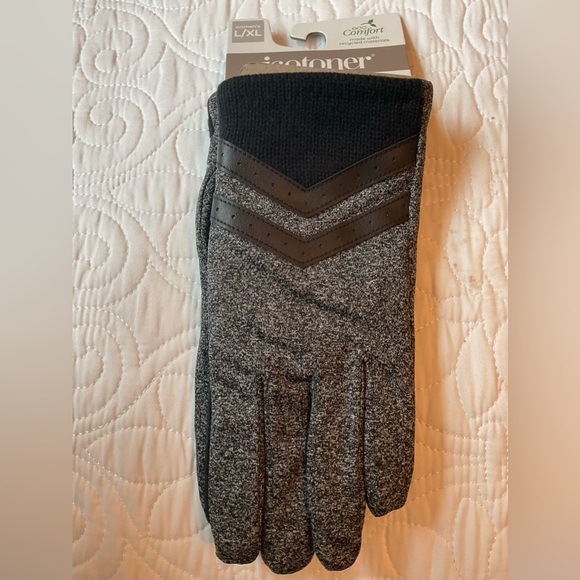 NWT, Isotoner Black Heather SmartDri, Smartouch Gloves, L/XL - Picture 1 of 4